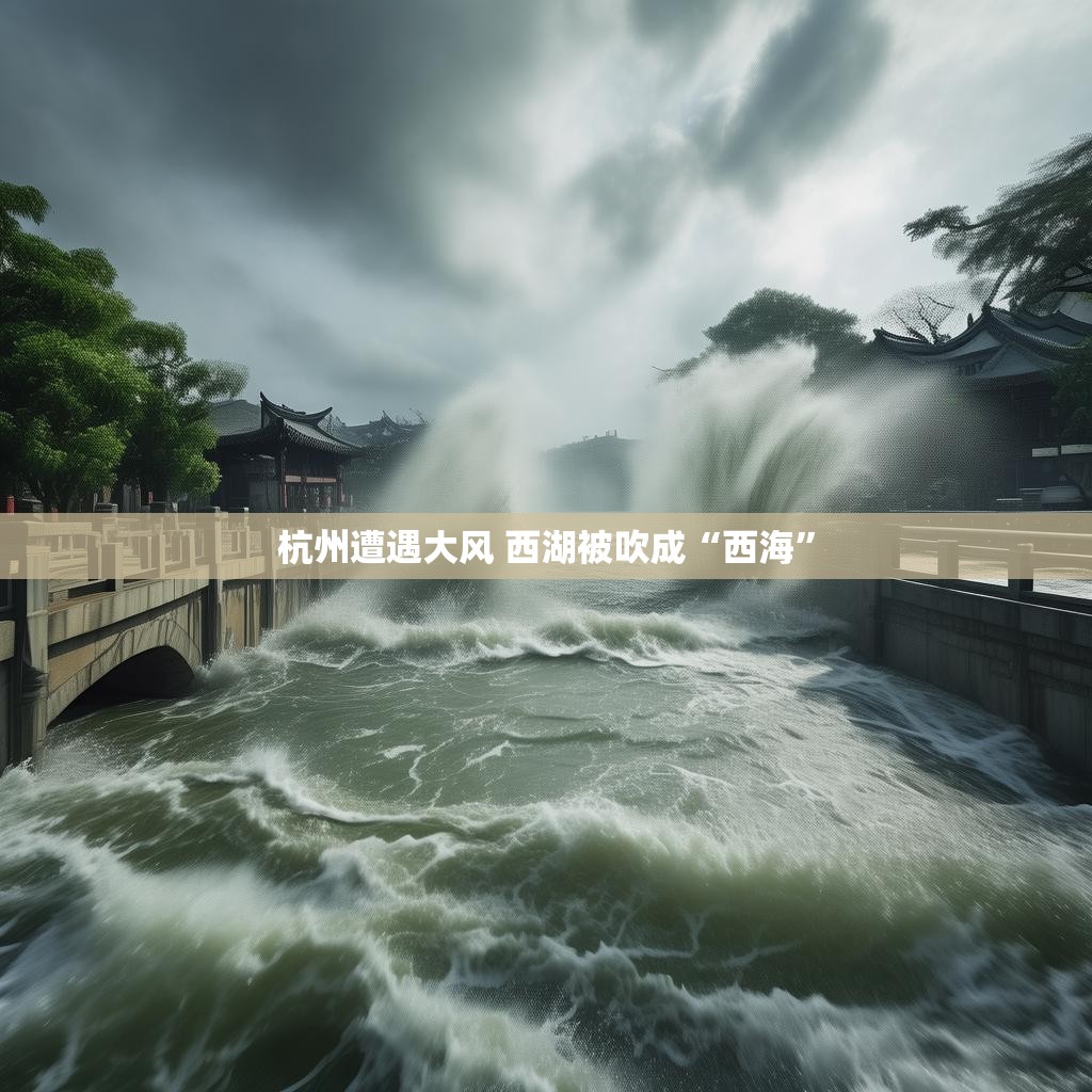 杭州大风中的西湖